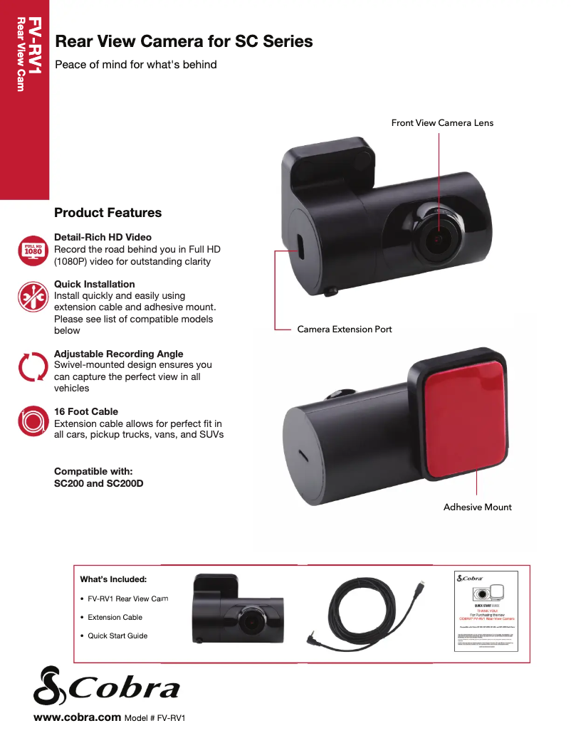 Página 1 del manual Ficha técnica Cobra FV-RV1