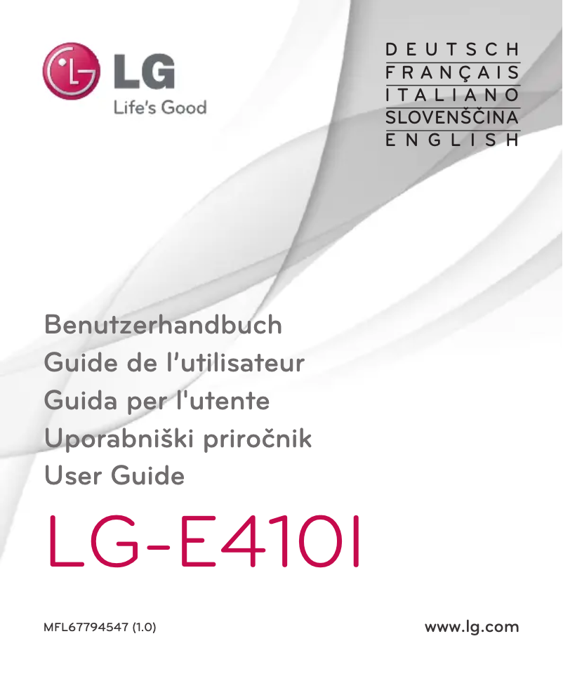 Image de la première page du manuel de l'appareil LG-E410I