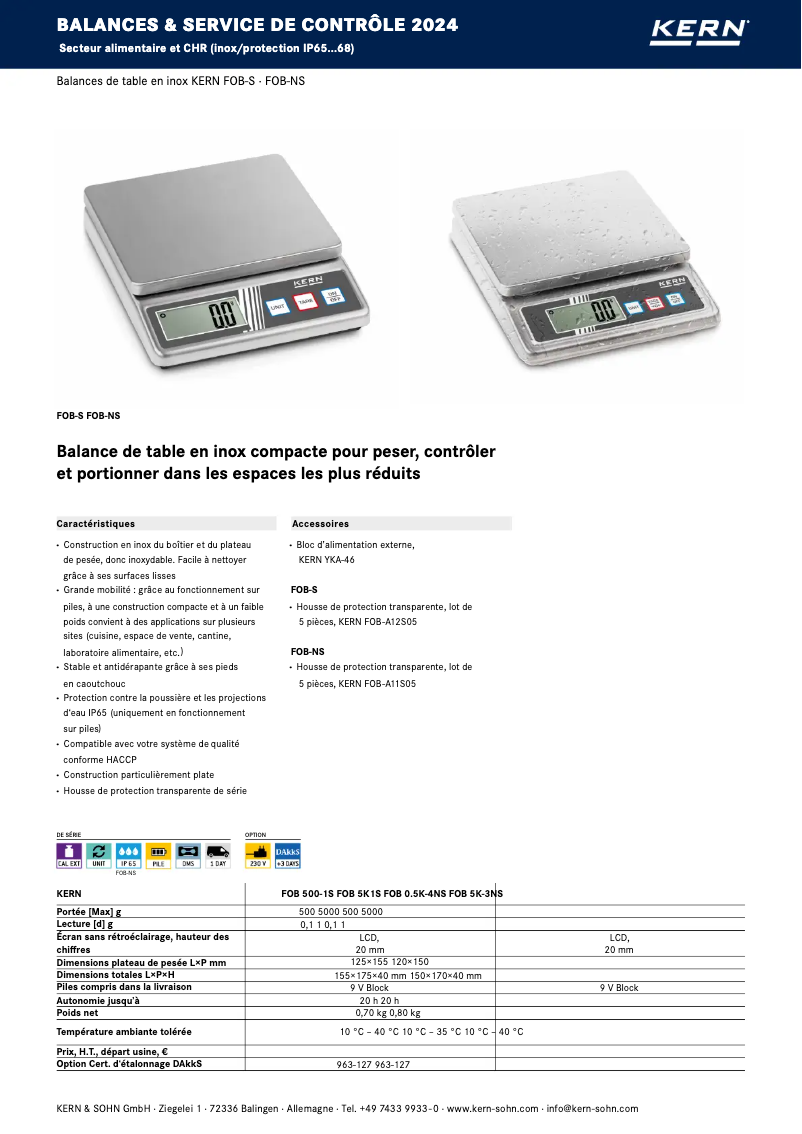 Page 1 de la notice Brochure Kern FOB 500-1S