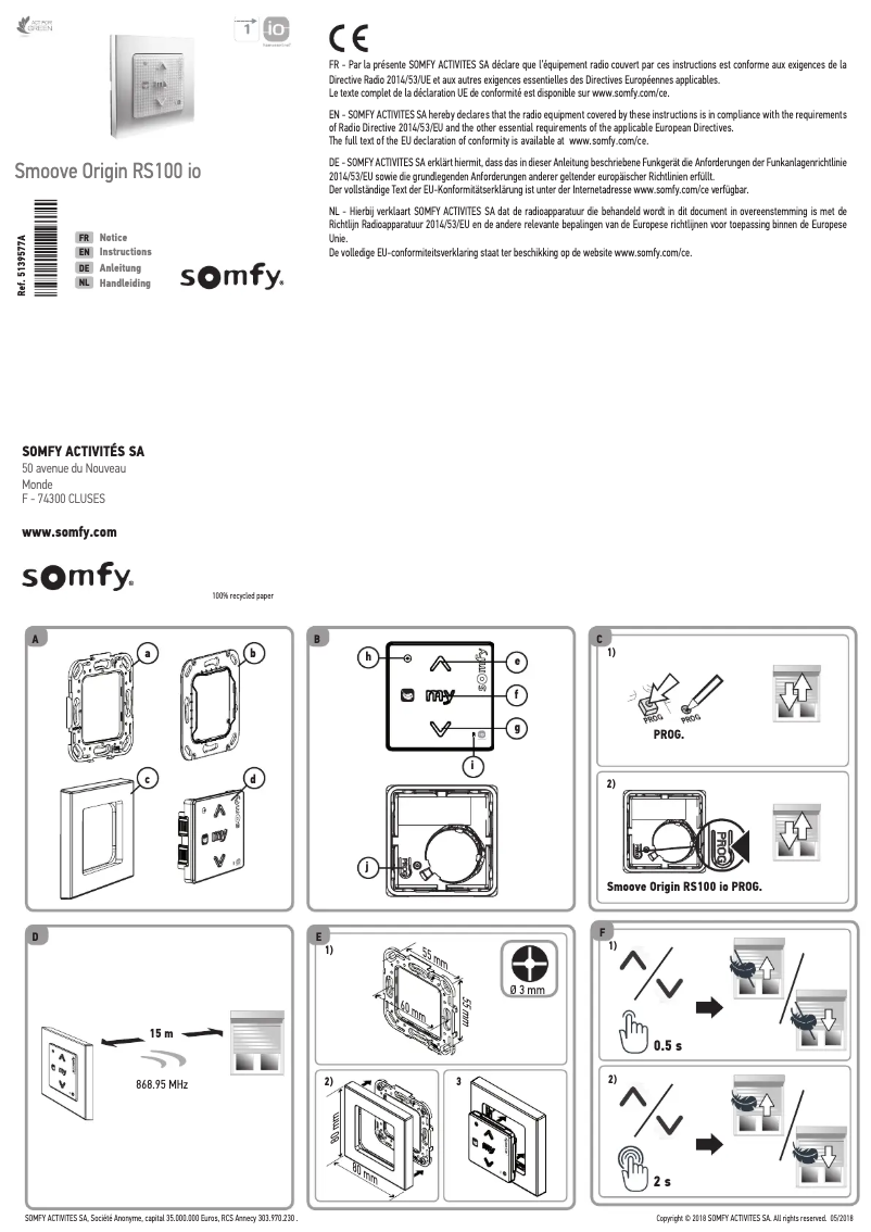 Image de la première page du manuel de l'appareil Smoove Origin RS100 io