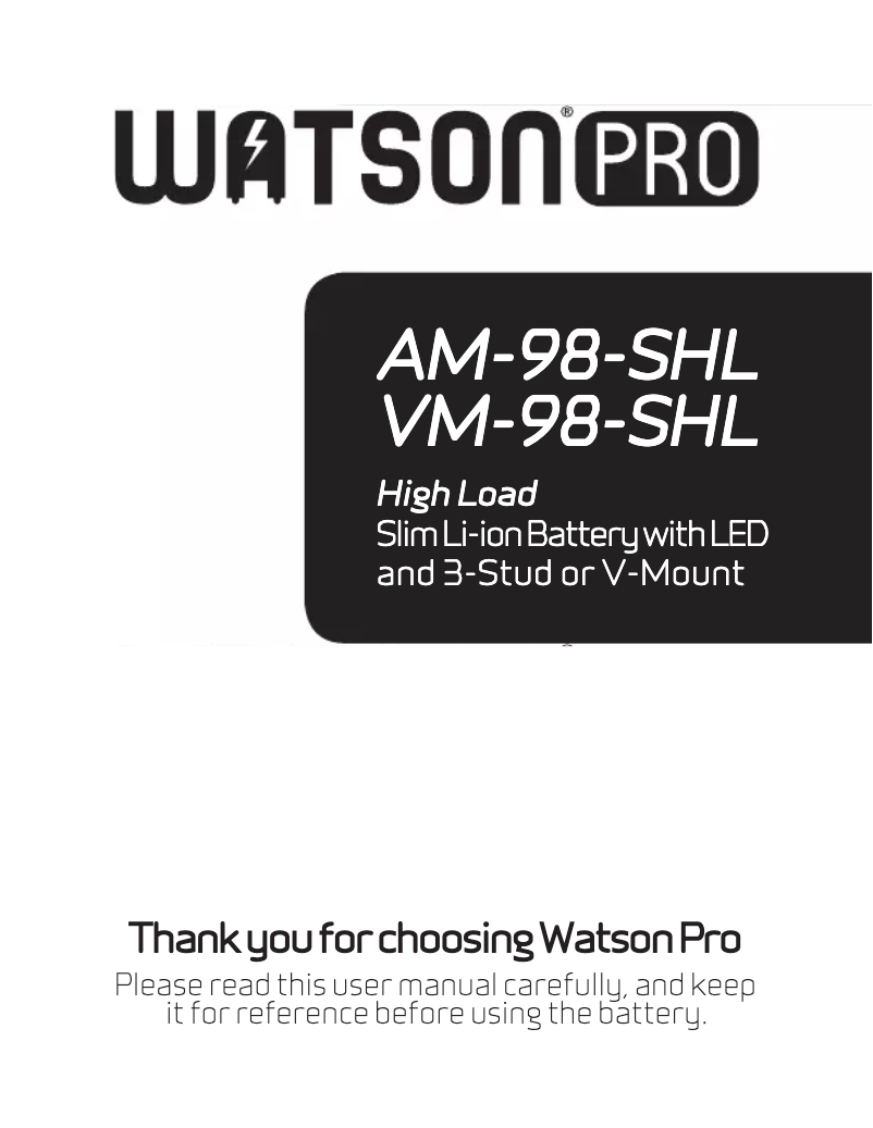 Page n°1 - Manuel utilisateur Watson VM-98-SHL