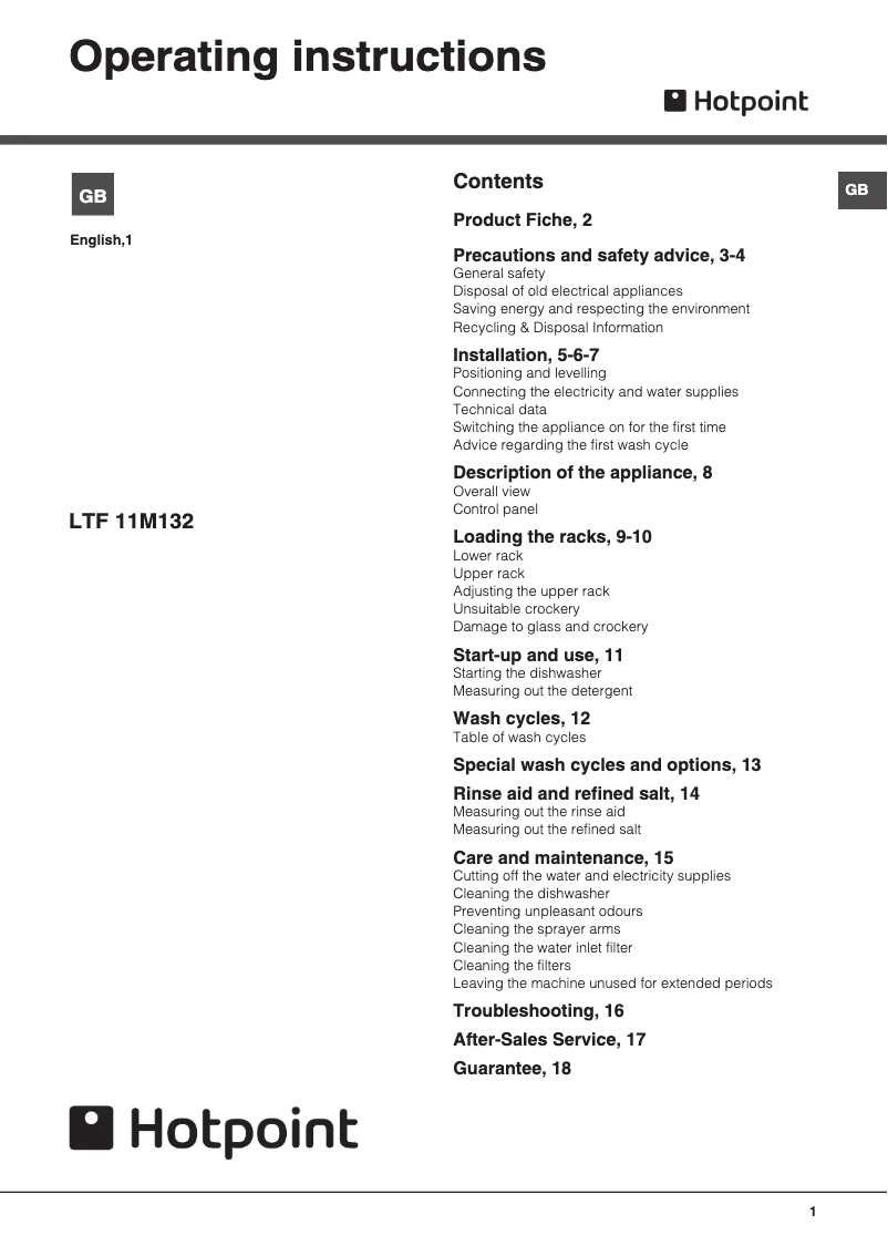 Image de la première page du manuel de l'appareil LTF 11M132 C Ultima