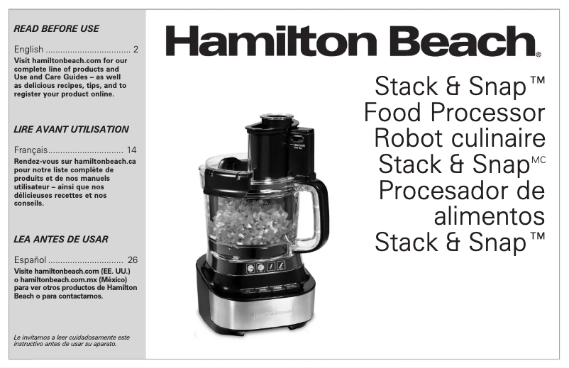 Page n°1 - Manuel utilisateur Hamilton Beach Stack & Snap 70822FG