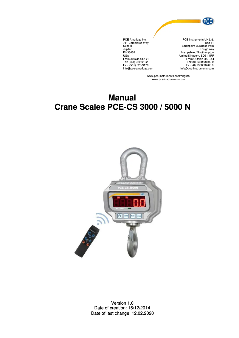 Image de la première page du manuel de l'appareil PCE-CS 3000N