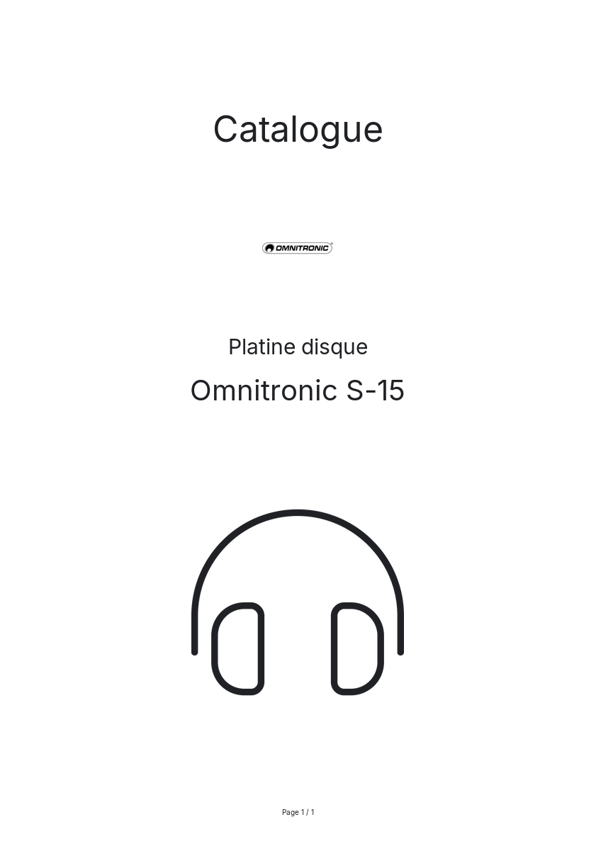 Page n°1 - Catalogue Omnitronic S-15