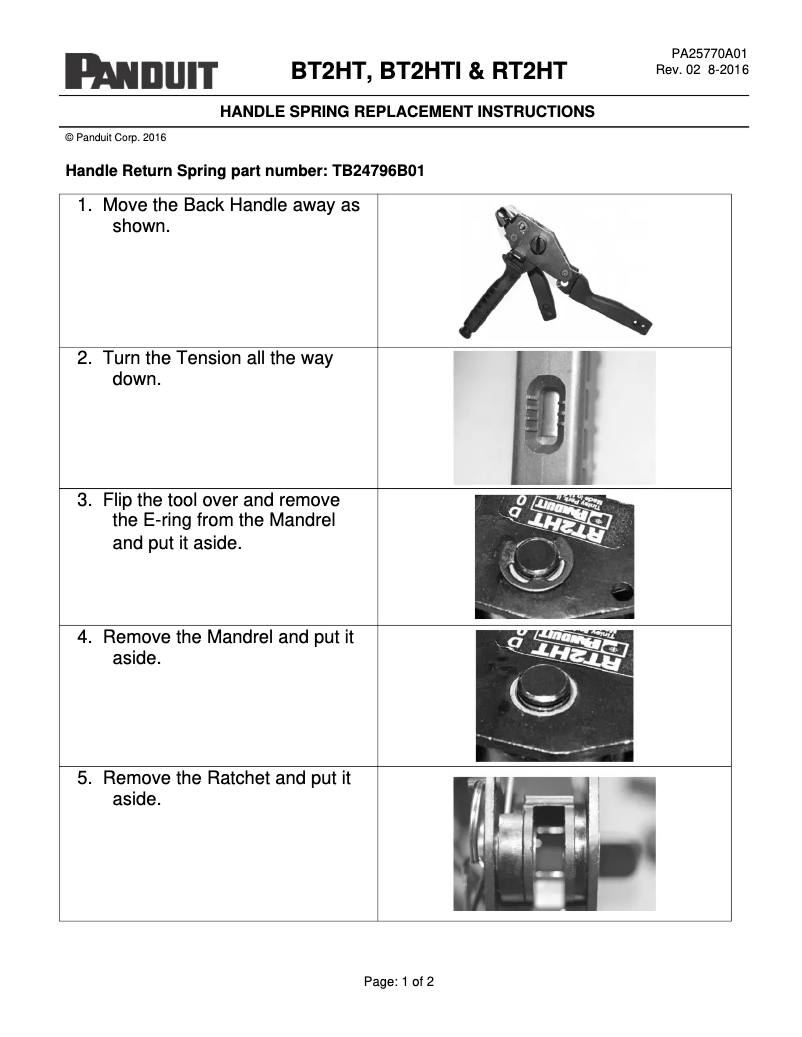 Page n°1 - Guide d'installation Panduit RT2HT