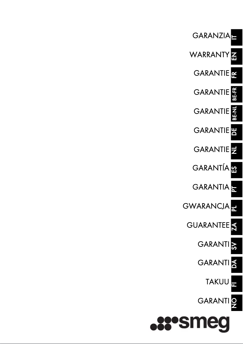 Page n°1 - Informations de garantie Smeg CVI138LWS2