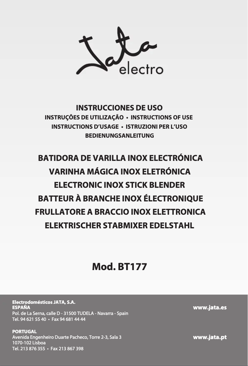 Page 1 de la notice Manuel utilisateur Jata BT177