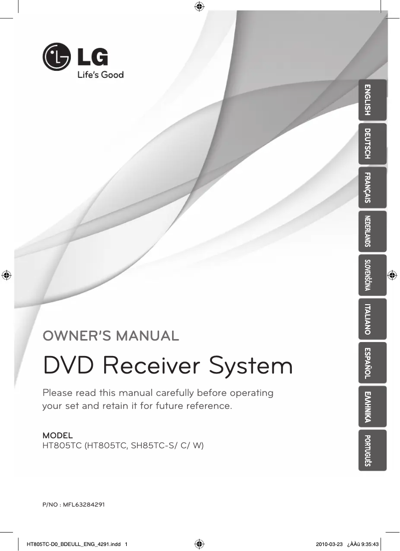 Page n°1 - Manuel utilisateur LG HT805TC