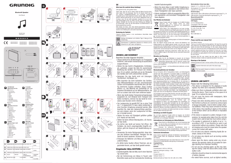 Página 1 del manual Manual de usuario Grundig GBT Jam