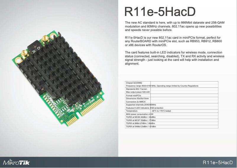 Page 1 de la notice Brochure Mikrotik R11e-5HacD