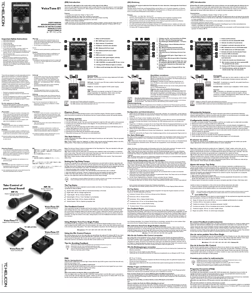 Page n°1 - Mode d'emploi TC Helicon VoiceTone E1