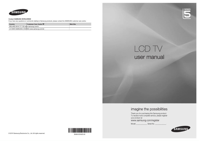 Page 1 de la notice Manuel utilisateur Samsung LE40C530