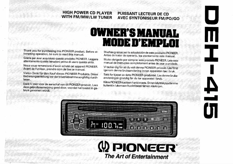 Page n°1 - Manuel utilisateur Pioneer DEH-415