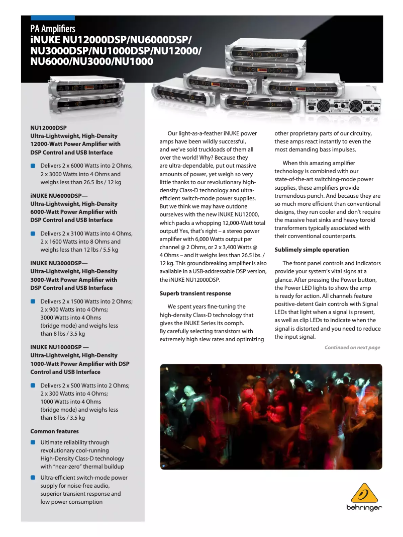 Page n°1 - Brochure Behringer iNuke NU12000