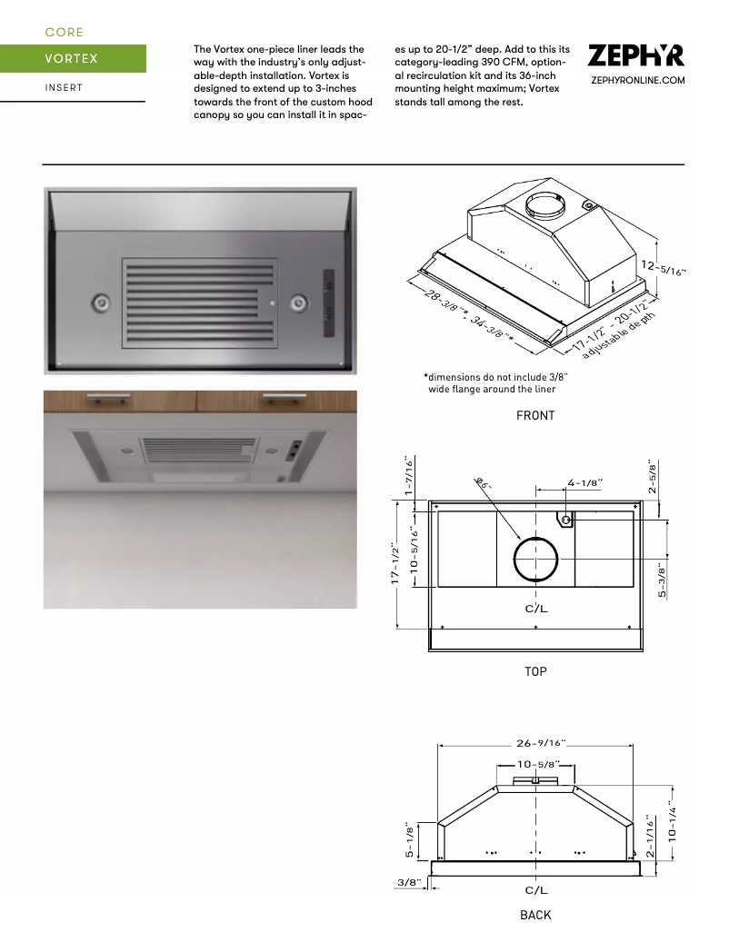 Page 1 de la notice Fiche technique Zephyr AK9034AS290