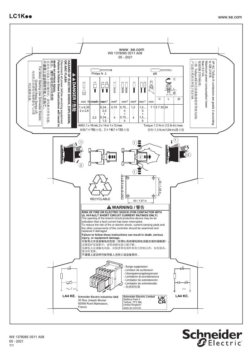 Page n°1 - Manuel utilisateur Schneider CA3KN22FD