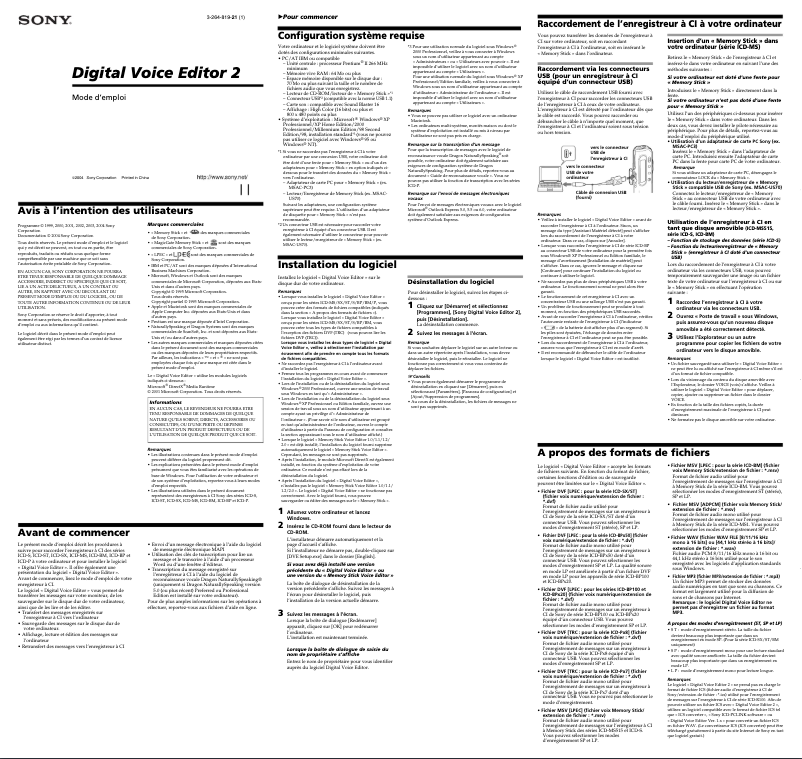Image de la première page du manuel de l'appareil ICD-P28