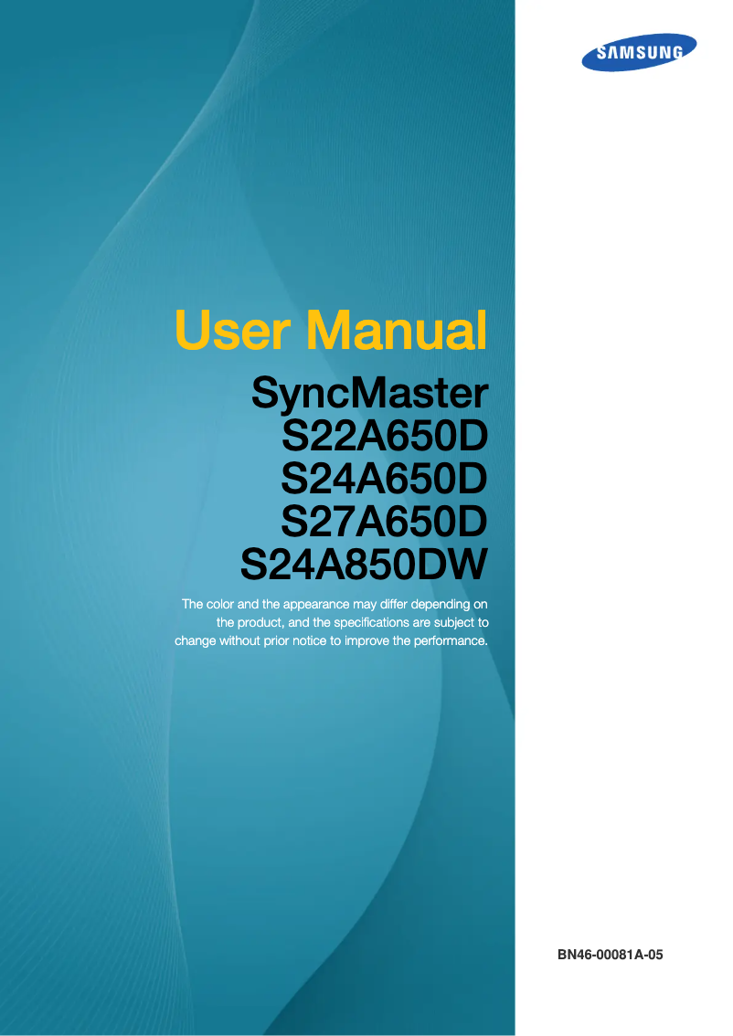 Página 1 del manual Manual de usuario Samsung SyncMaster S22A650D