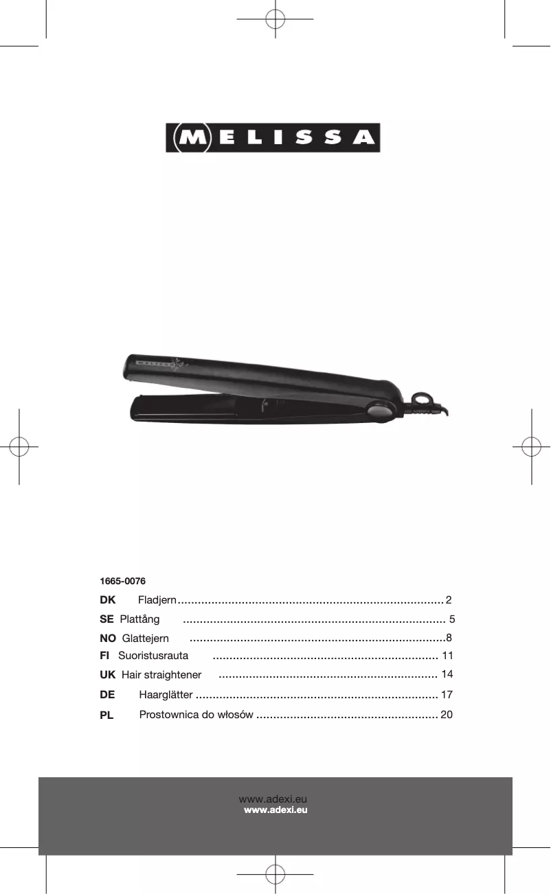 Page n°1 - Manuel utilisateur Melissa 16650076