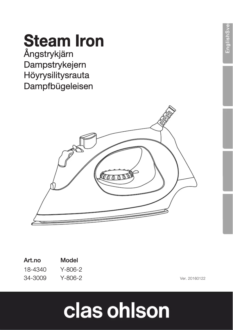 Page n°1 - Manuel utilisateur Clas Ohlson Y-806-2