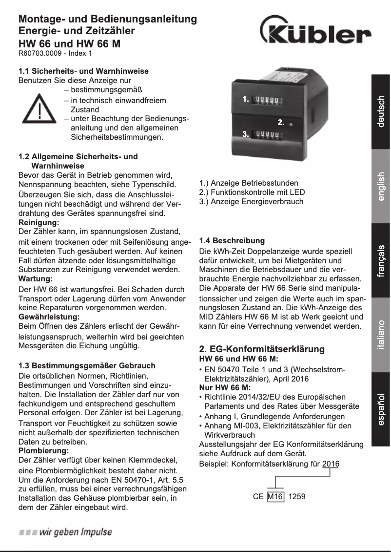 Image de la première page du manuel de l'appareil HW 66 M