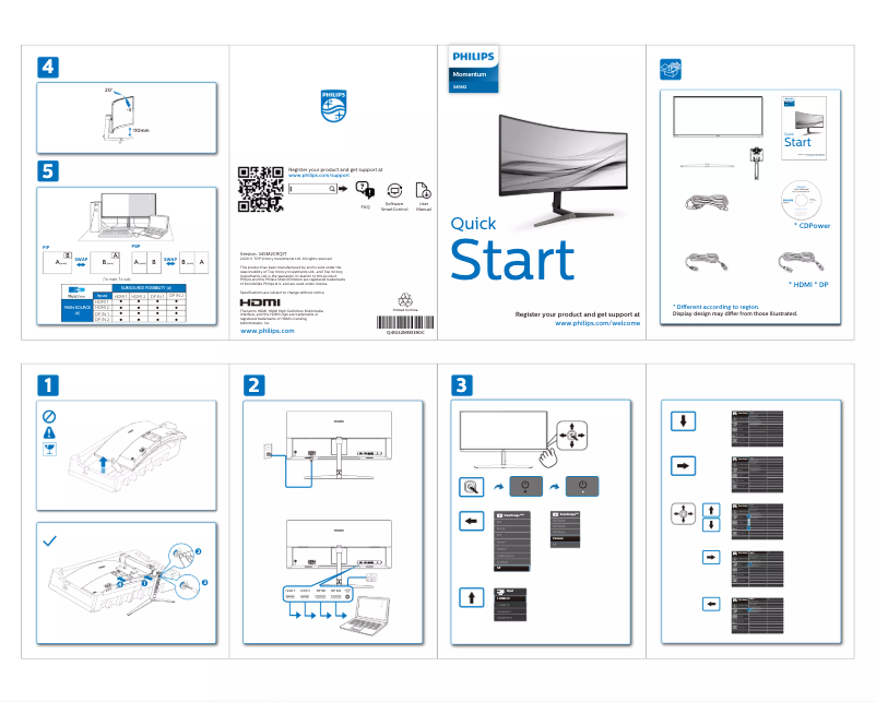 Page 1 de la notice Guide de démarrage rapide Philips Momentum 345M2CRZ