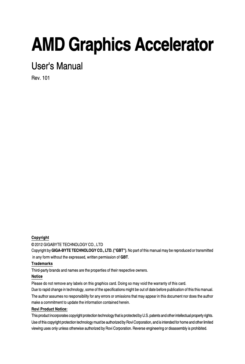 Page 1 de la notice Manuel utilisateur Gigabyte Radeon HD 7770