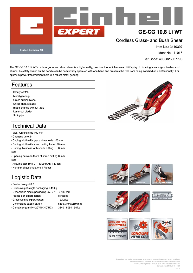 Image de la première page du manuel de l'appareil GE-CG 10,8 Li WT