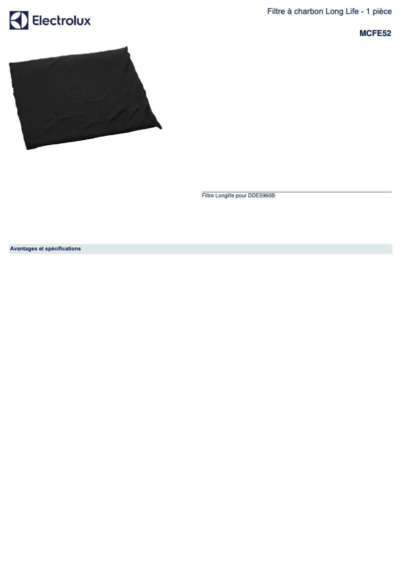 Page 1 de la notice Manuel utilisateur AEG MCFE52