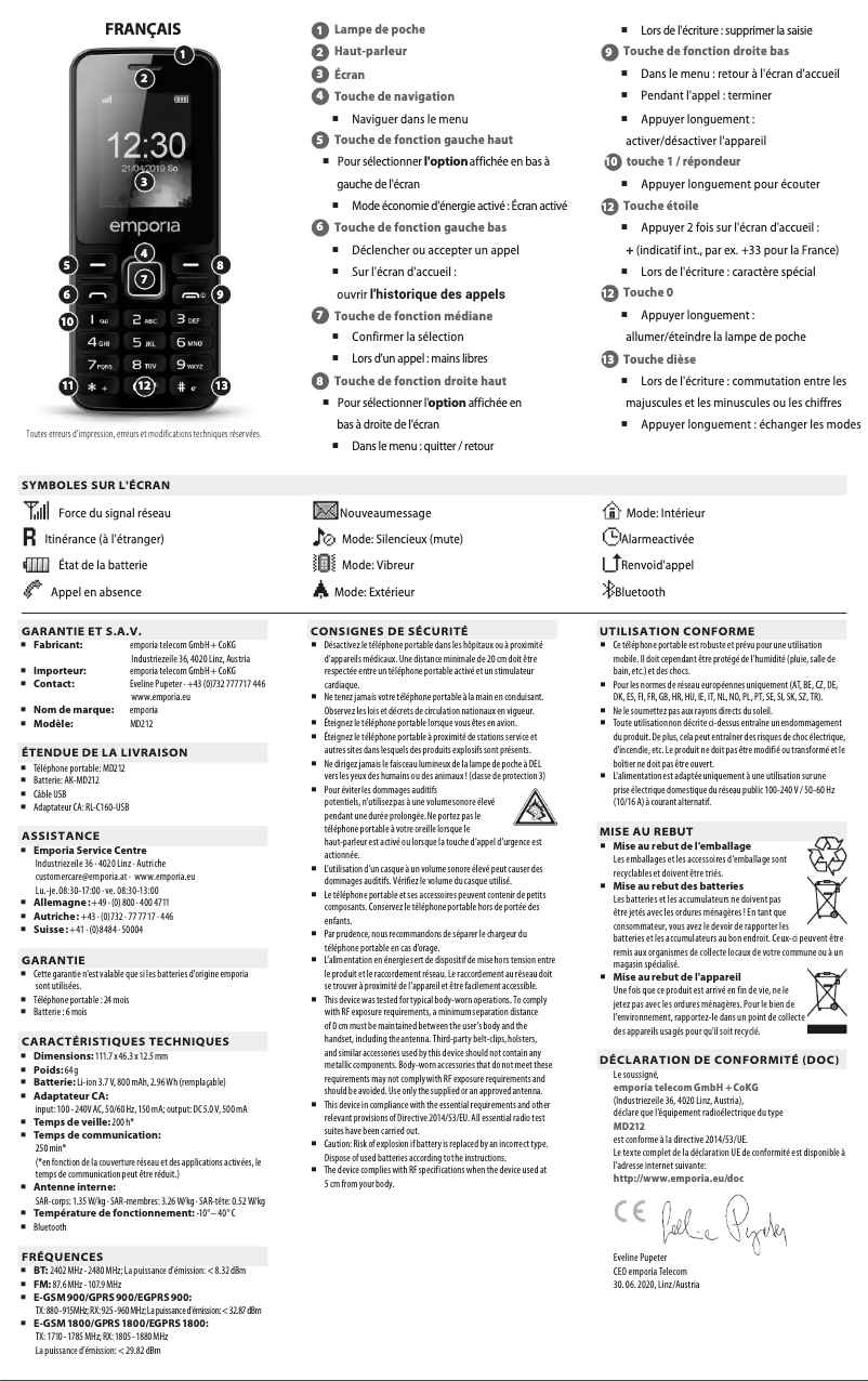 Image de la première page du manuel de l'appareil MD212