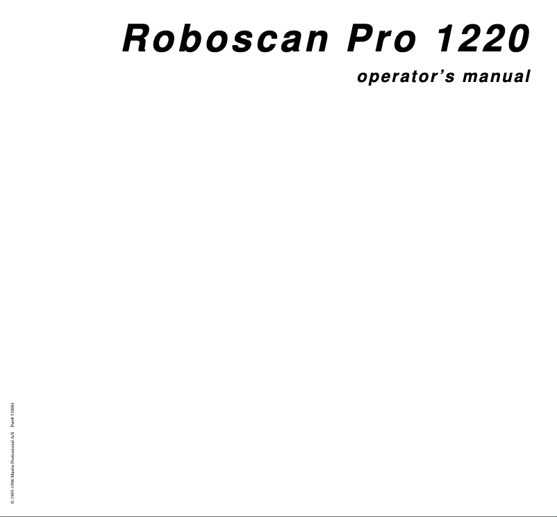 Page n°1 - Manuel utilisateur Martin RoboScan Pro 1220 XR