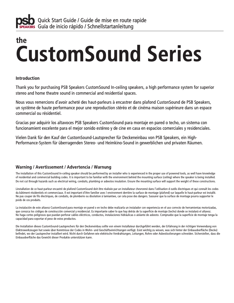 Page 1 of the manual Installation Guide PSB CS650