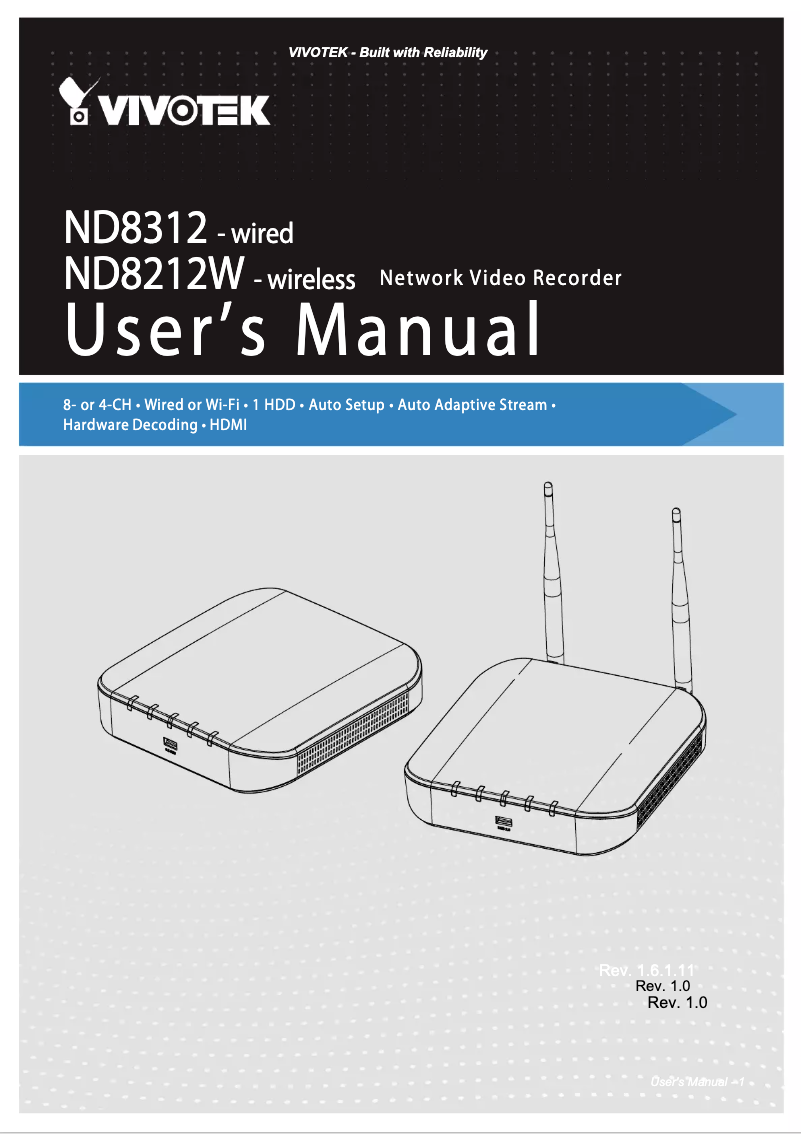 Page n°1 - Manuel utilisateur Vivotek ND8312