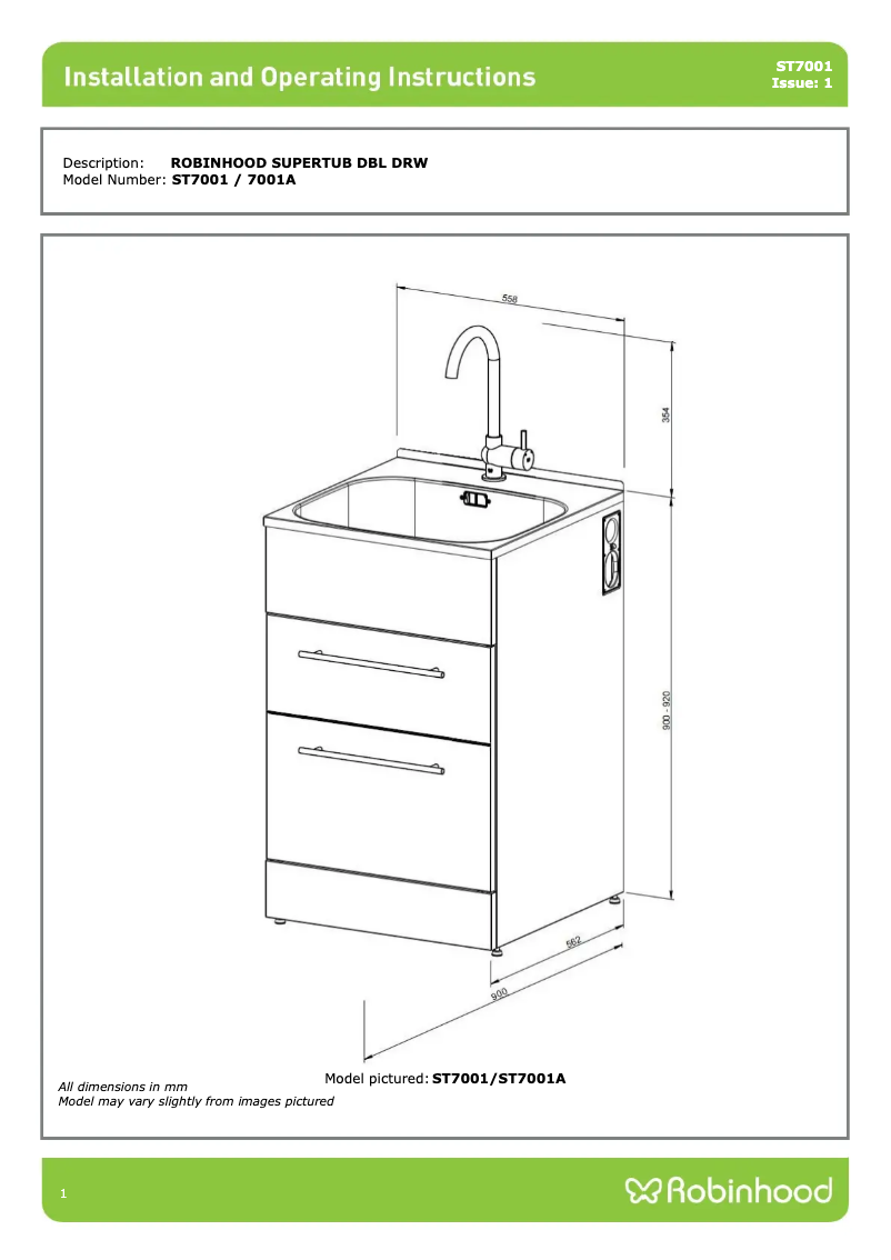 Page n°1 - Instructions / montage Robinhood ST7001A