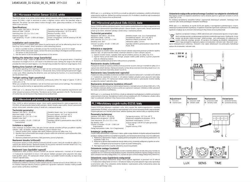 Page n°1 - Manuel utilisateur Emos G1210