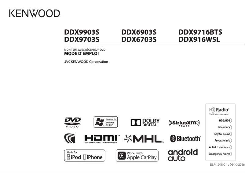 Page 1 de la notice Manuel utilisateur Kenwood DDX9703S
