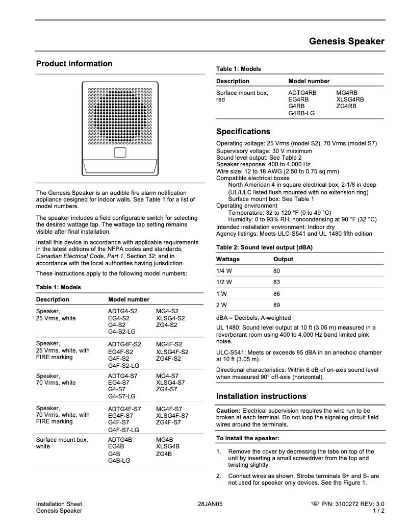 Page n°1 - Manuel utilisateur UTC Fire & Security Genesis EG4R-S7
