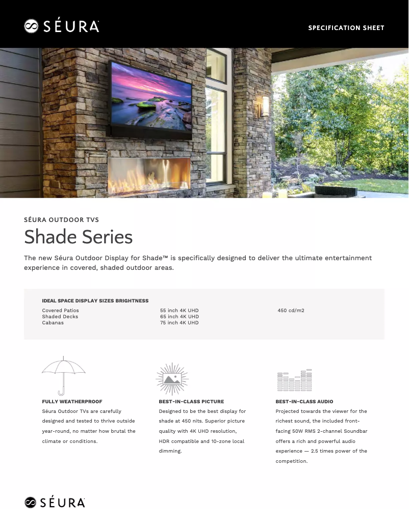 Page 1 de la notice Fiche technique Seura Shade SHD1-65