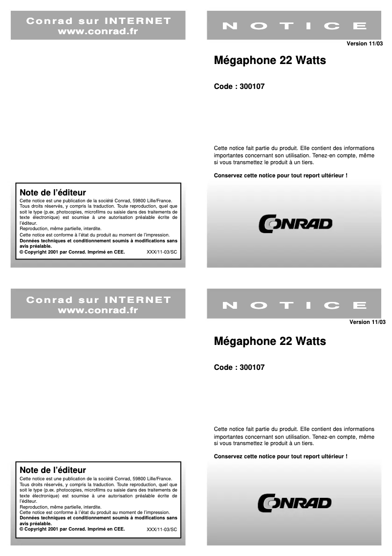 Page n°1 - Manuel utilisateur Speaka JE-583