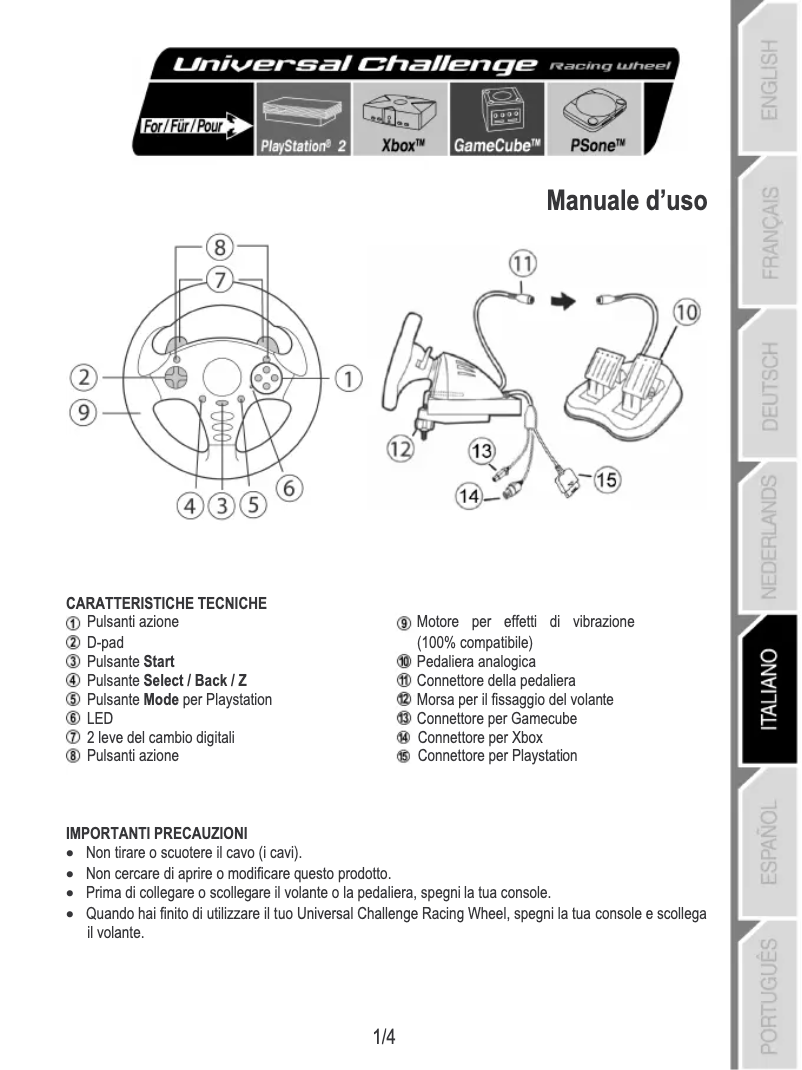 Page 1 de la notice Manuel utilisateur Thrustmaster Universal Challenge