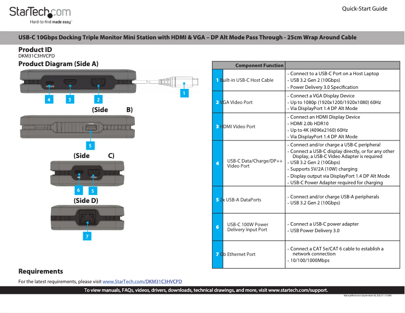 Page n°1 - Manuel utilisateur StarTech.com DKM31C3HVCPD