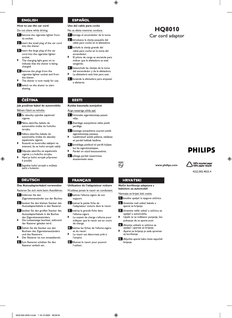 Imagen de la primera página del manual del dispositivo HQ8010