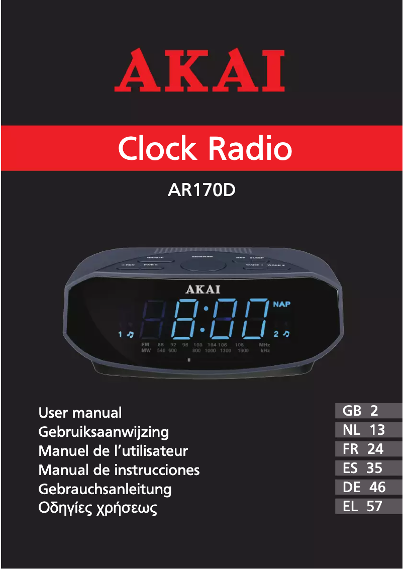 Page 1 de la notice Manuel utilisateur AKAI AR170D