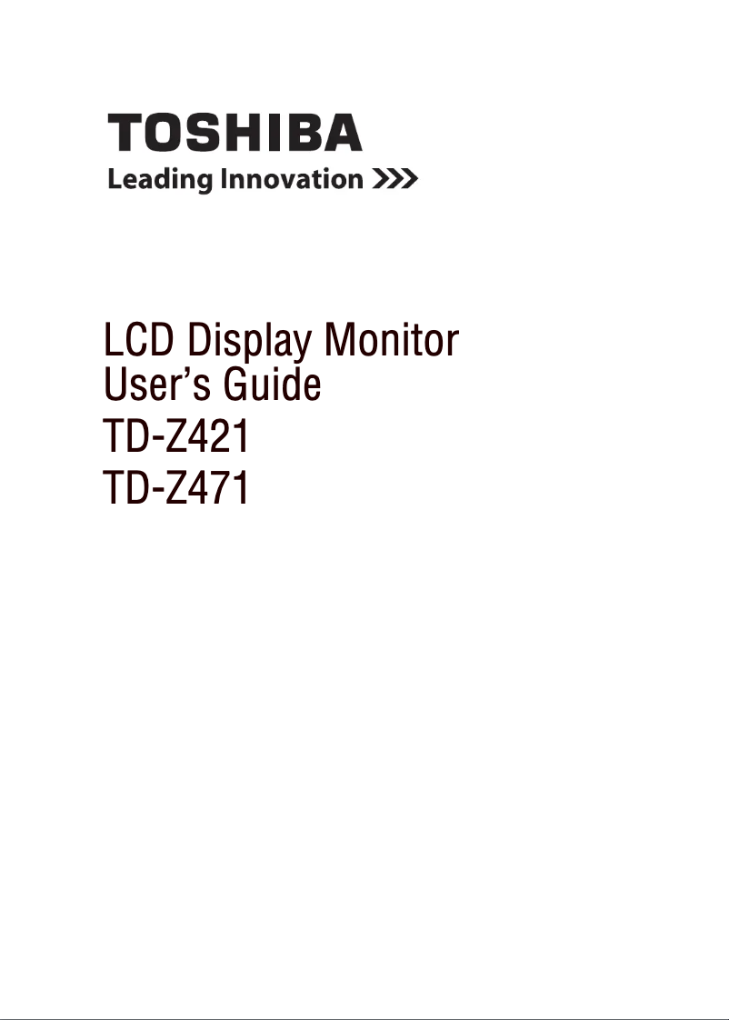 Page n°1 - Manuel utilisateur Toshiba TD-Z421