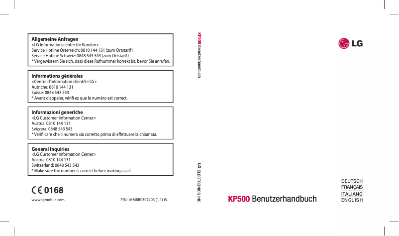 Page 1 de la notice Manuel utilisateur LG Cookie