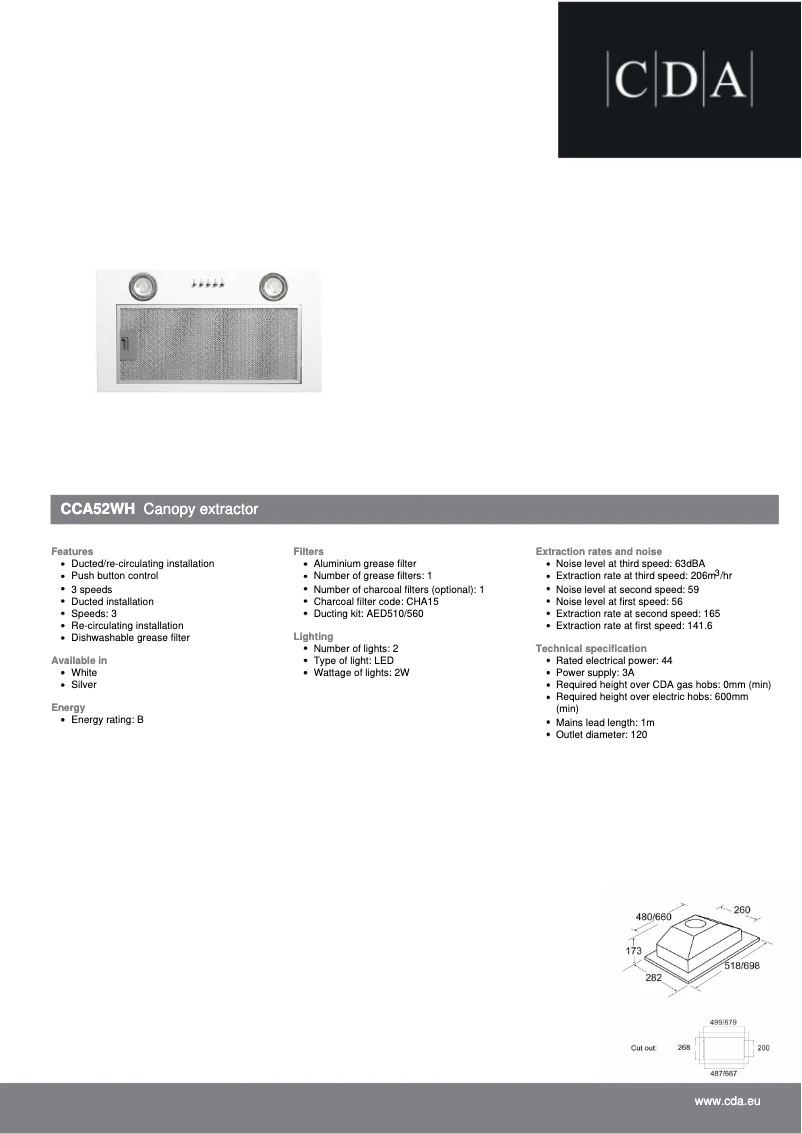 Image de la première page du manuel de l'appareil CCA52WH