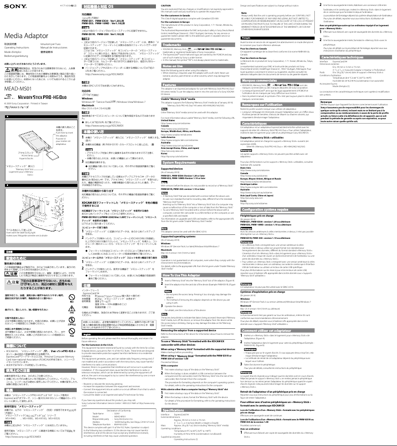 Image de la première page du manuel de l'appareil MEAD-MS01