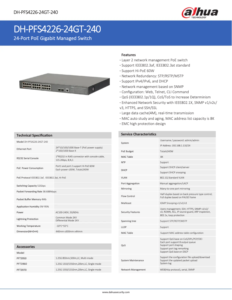 Image de la première page du manuel de l'appareil PFS4226-24GT-240