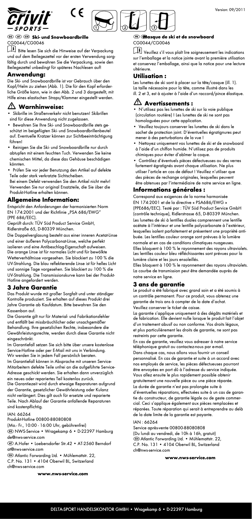 Page 1 de la notice Manuel utilisateur Crivit CG0044